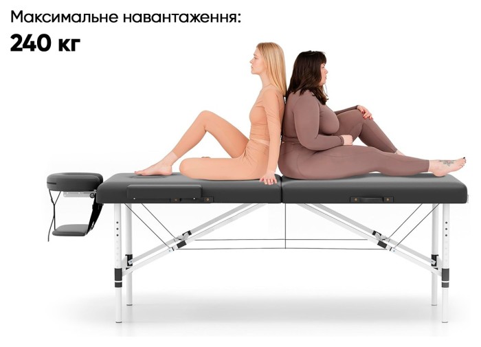 Масажний стіл EasyFit ZenRest-2 кушетка складна Чорна з чохлом, укр, укр