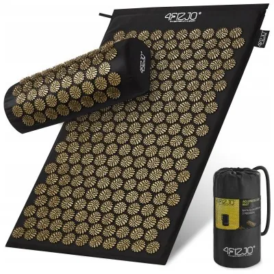 Килимок акупунктурний з валиком 4FIZJO Classic Mat Аплікатор Кузнєцова Black/Gold (P-5907739314987)