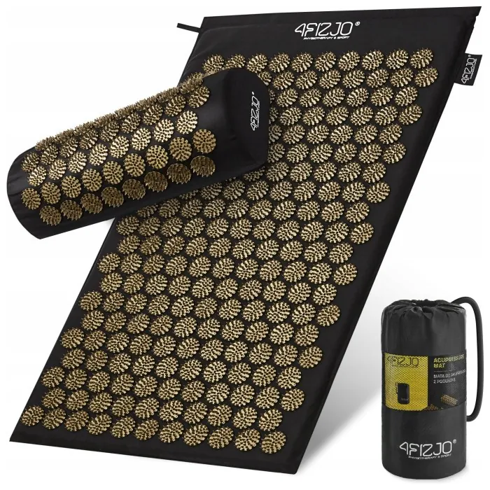 Килимок акупунктурний з валиком 4FIZJO Classic Mat Аплікатор Кузнєцова Black/Gold (P-5907739314987)