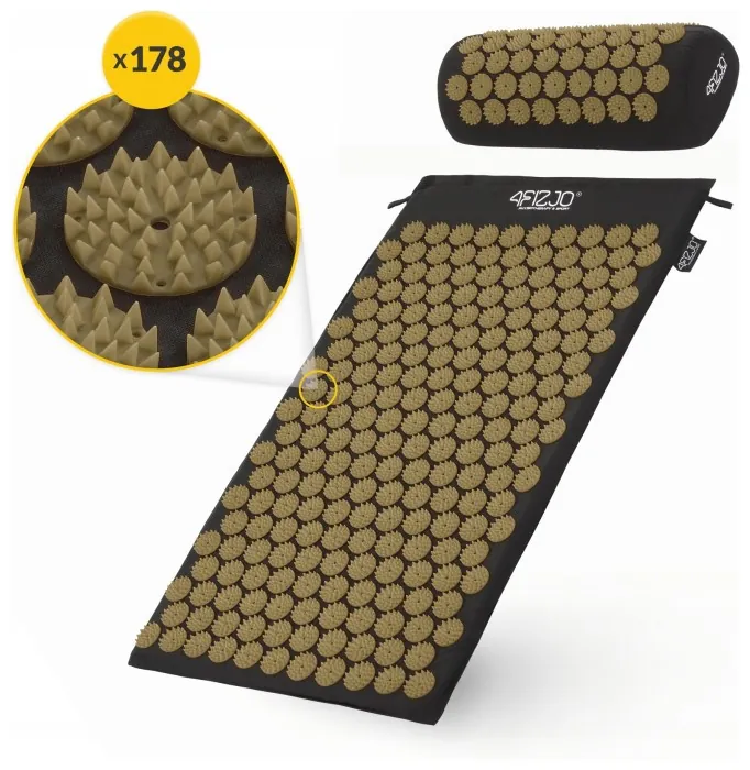Килимок акупунктурний з валиком 4FIZJO Classic Mat Аплікатор Кузнєцова Black/Gold (P-5907739314987)