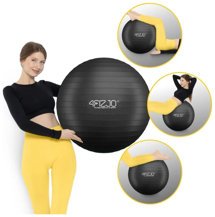 М'яч для фітнесу (фітбол) 4FIZJO 75 см Anti-Burst Black (P-5907739316370)