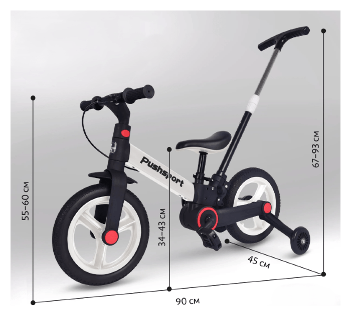 Велосипед PUSH SPORT M10 white (Білий), укр, укр