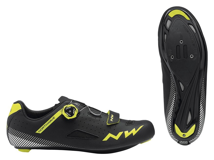 Туфли велосипедные Northwave CORE PLUS M 42 (9.5US) Black/yellow fluo (80191014) O