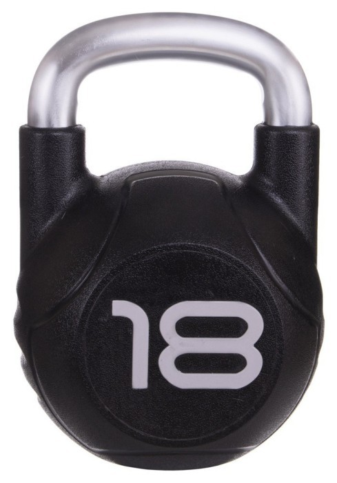 Гиря цельная с полиуретановым покрытием и хромированной ручкой Zelart TA-2681-18 18кг (MD2220-18) (металл, PU, черный)