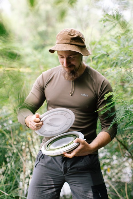 Ведро Tribe Water Bucket Lid 5 л силиконовое с крышкой T-FJ-0049, olive