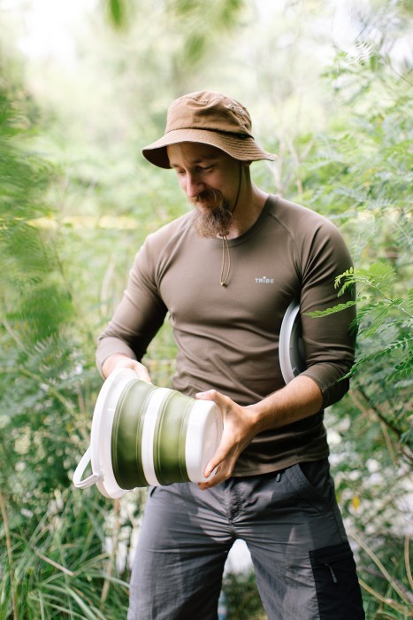Ведро Tribe Water Bucket Lid 5 л силиконовое с крышкой T-FJ-0049, olive
