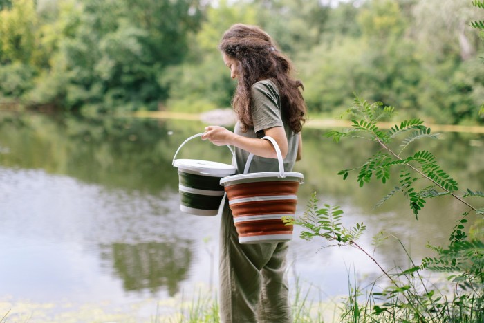 Ведро Tribe Water Bucket Lid 5 л силиконовое с крышкой T-FJ-0049, olive