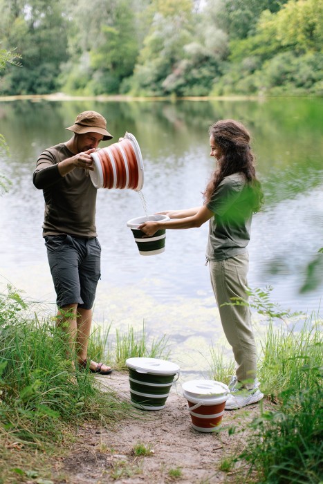 Ведро Tribe Water Bucket Lid 5 л силиконовое с крышкой T-FJ-0049, olive