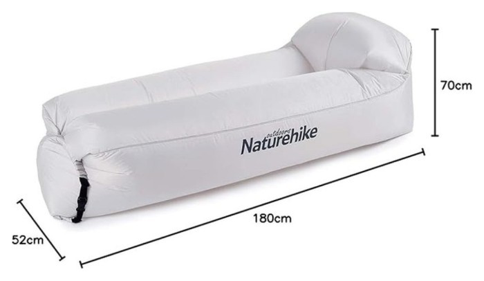 Матрас надувной ламзак Naturehike NH20FCD06, 180х70х52 см, серый, имеет чехол-рюкзак.