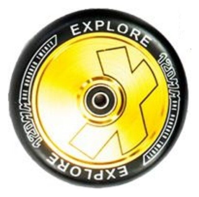 Колесо для трюкового самоката Explore 120 литой диск дюраль abec-9 Желтый