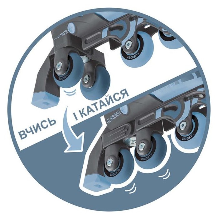 Роликові ковзани GLOBBER 2в1 сіро-сині р.26-29, до 20кг, 3+, укр, укр