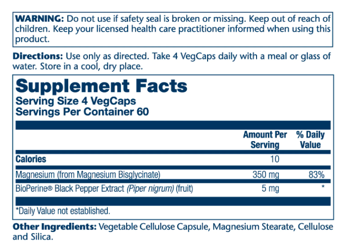 Magnesium Glycinate 350mg - 240 vcaps