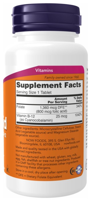 Folic Acid 800mcg - 250 tabs