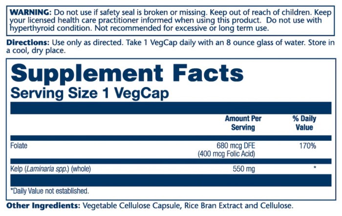 Kelp Seaweed 550mg - 100 vcaps