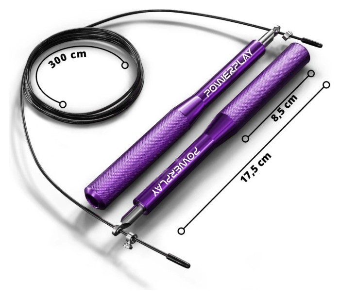 Скакалка швидкісна на підшипниках алюмінієва PowerPlay 4207 Elite Jump Rope Фіолетова (3m.)