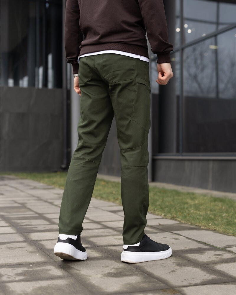 Мужские базовые брюки котоновые карго демисезонные хаки Pobedov Skystone