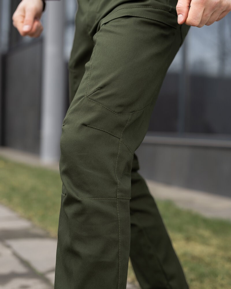 Мужские базовые брюки котоновые карго демисезонные хаки Pobedov Skystone