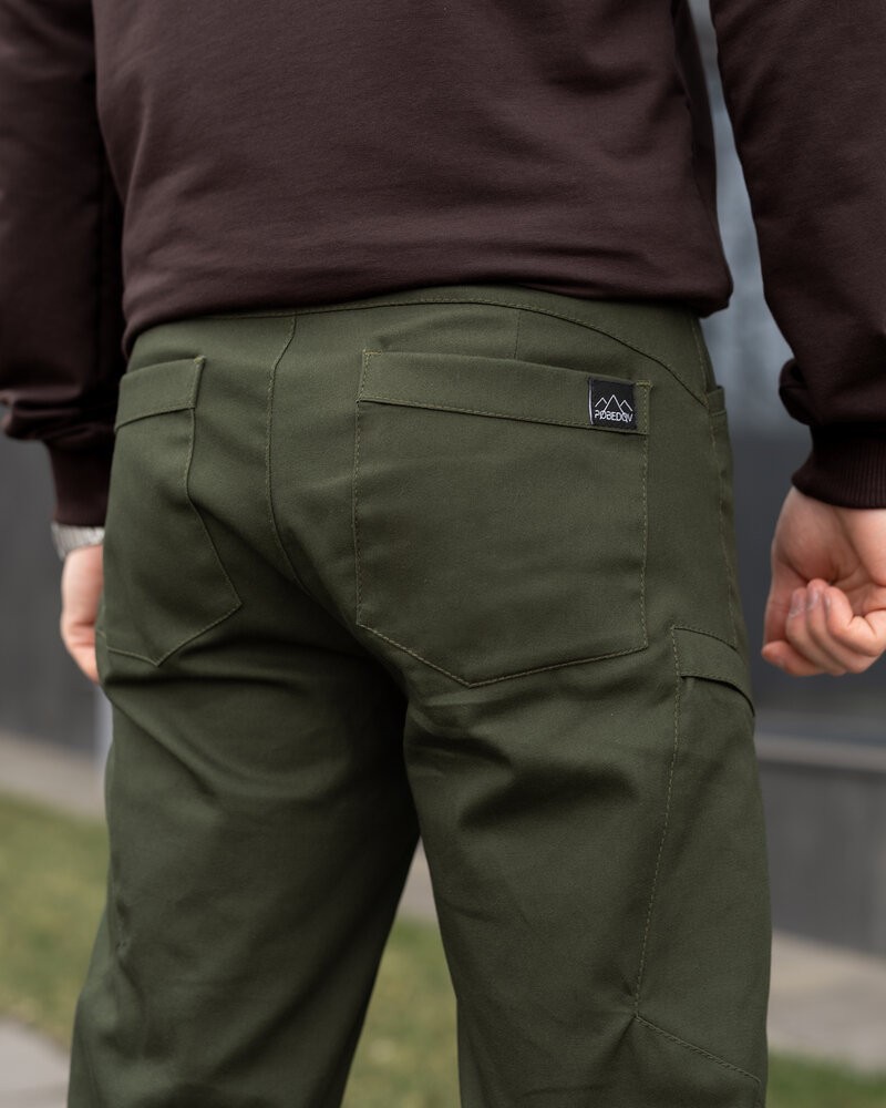 Мужские базовые брюки котоновые карго демисезонные хаки Pobedov Skystone