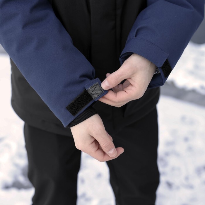 Парка мужская зимняя с капюшоном черно-синяя Pobedov Navy