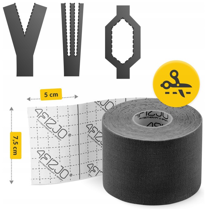 Стрічка кінезіологічна (кінезіо тейп) 4FIZJO 7.5 см x 5 м Black (P-5907739318886)