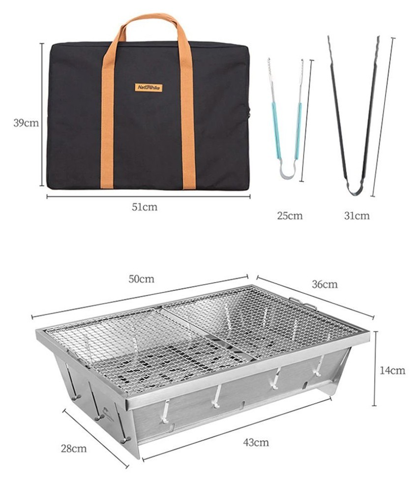 Гриль портативний Naturehike Picnic BBQ Grill NH20CJ006, р-р L, сталь
