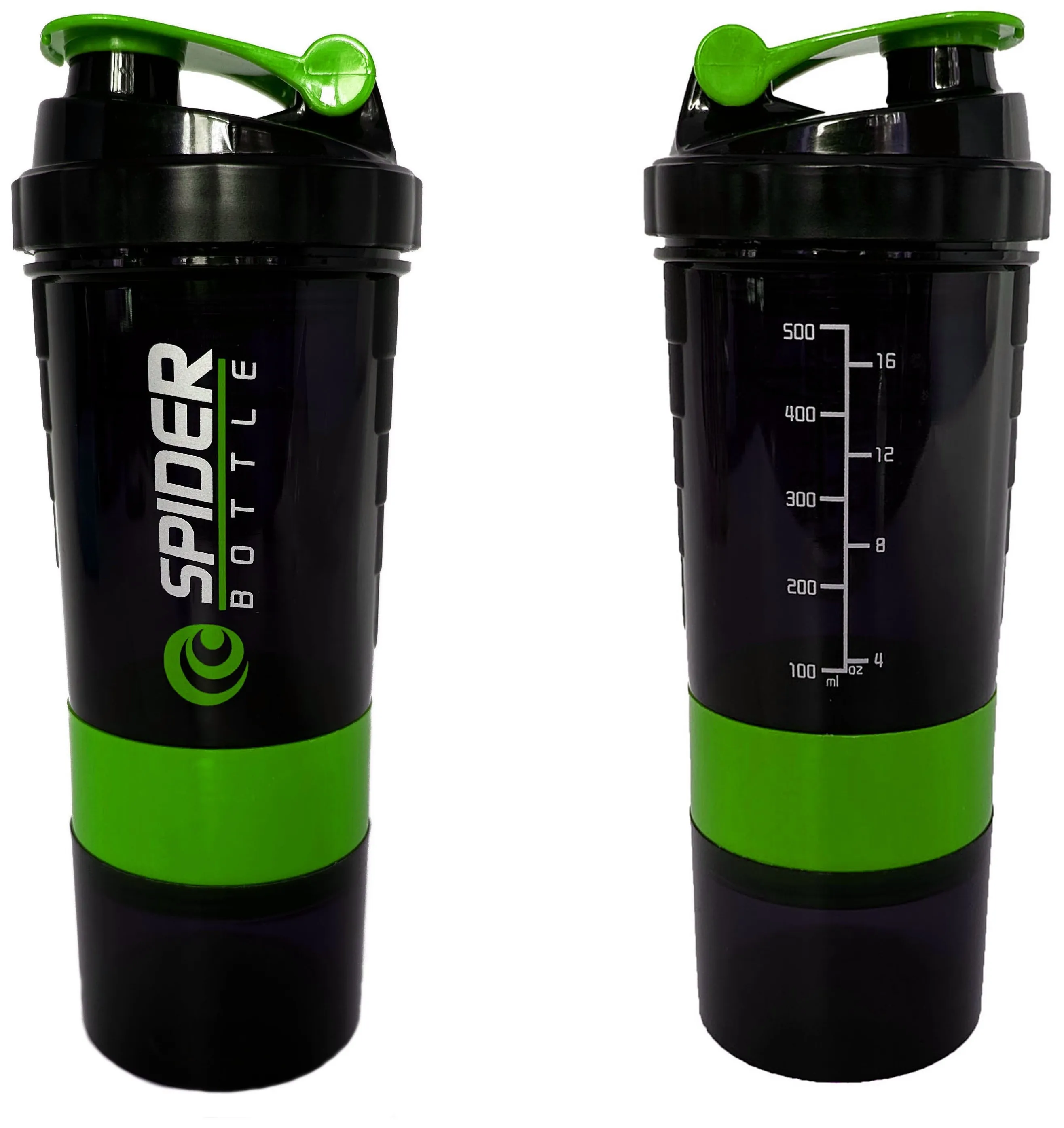 Шейкер спортивний EasyFit Spider 0,5 л Чорно-зелений (EFIT_EF-7200-GN)