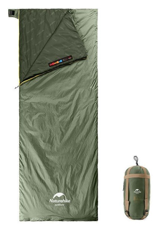 Спальник надлегкий Naturehike Summer LW180 NH21MSD09 лівий, (15°C), p-p XL, зелений, укр, укр