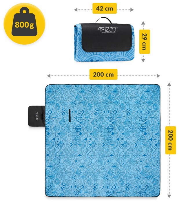 Коврик для пикника и кемпинга 4FIZJO 200 x 200 см складной (P-5905973400947)