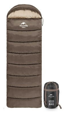Спальник с капюшоном Naturehike U350 NH20MSD07, (1°C), левый, коричневый