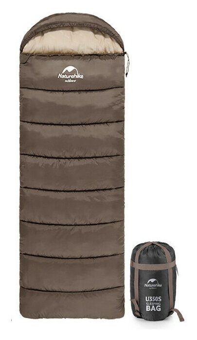 Спальник с капюшоном Naturehike U350 NH20MSD07, (1°C), левый, коричневый