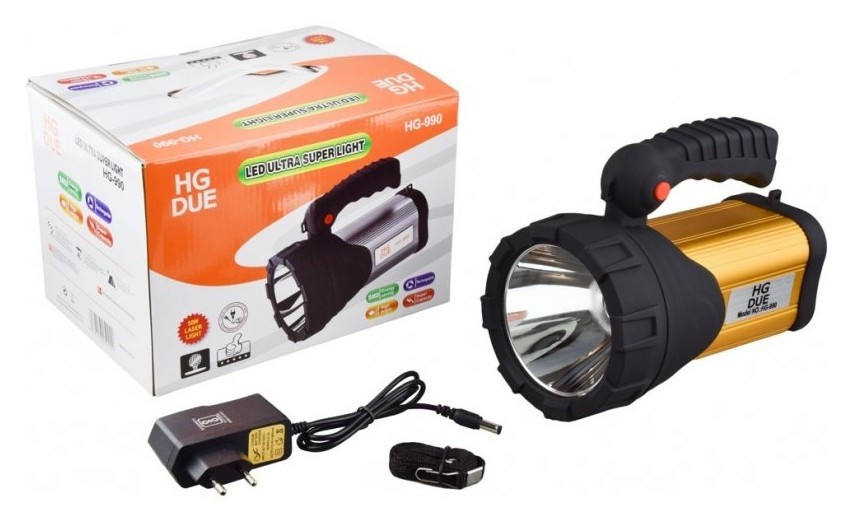 Потужний ліхтар HG-990 6000 mAh, LED лазерні світлодіоди. Maraton