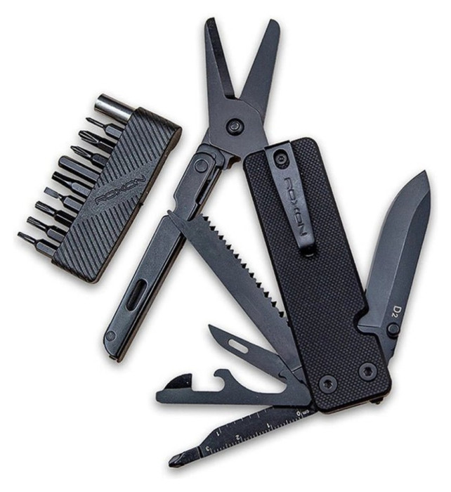 Міні мультитул Roxon KS2E Noir, чорне лезо, чорний, укр, укр