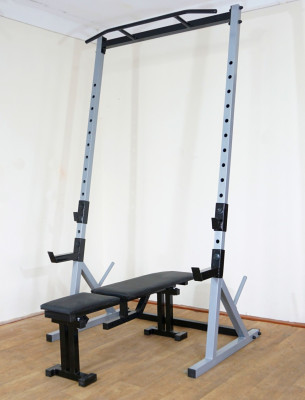 Стійка силова з турником+ Лава для жиму Powertec GREY