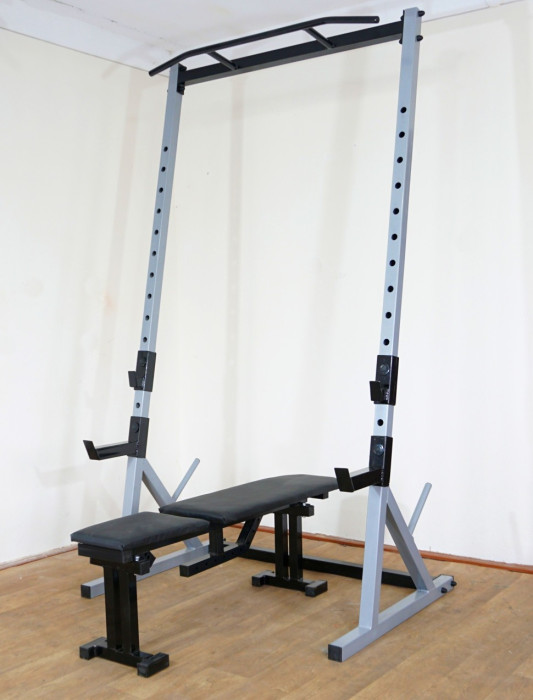 Стійка силова з турником+ Лава для жиму Powertec GREY, укр, укр