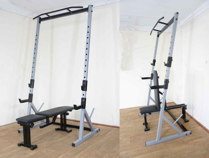 Стійка силова з турником+ Лава для жиму Powertec GREY