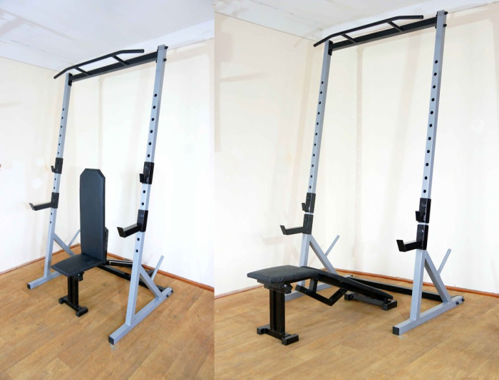 Стійка силова з турником+ Лава для жиму Powertec GREY