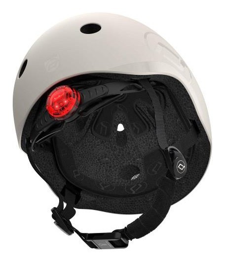 Шлем защитный детский Scoot and Ride, светло-серый, с фонариком, 51-53см