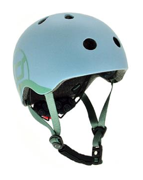 Шолом захисний дитячий Scoot and Ride, сіро-синій, з ліхтариком, 45-51см, укр, укр