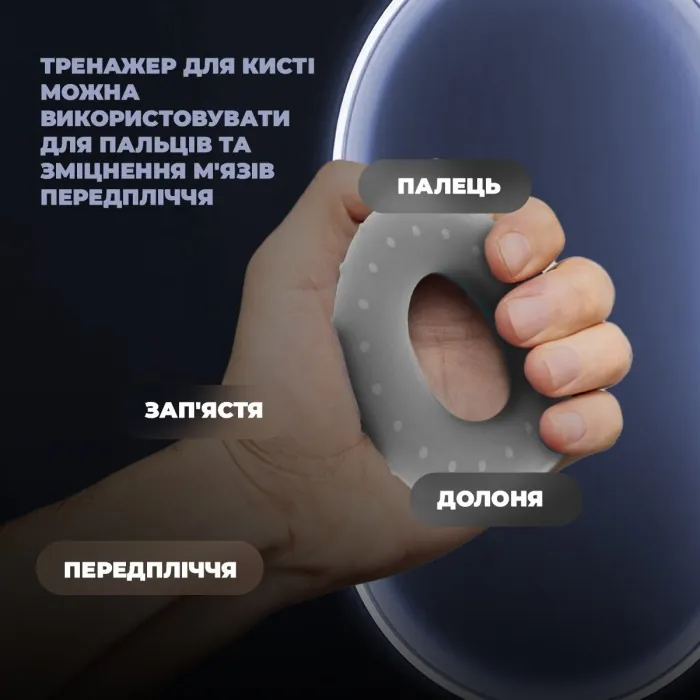 Эспандер кистевой силиконовый PowerPlay PP-4338 Hand Grip Large 25 кг. Серый