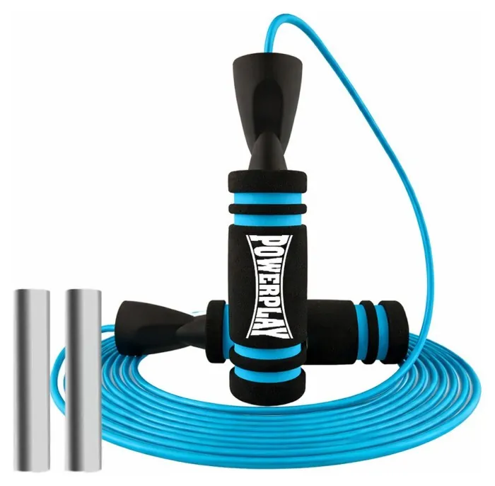 Скакалка швидкісна PowerPlay 4212 X ROPE з обтяжувачами Чорно/Синя (120г*2) 3м.