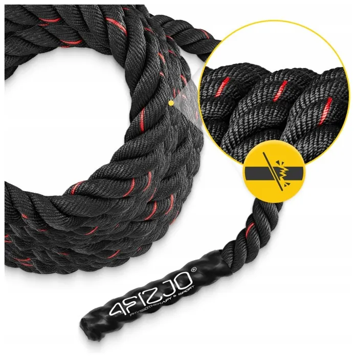 Канат тренувальний 4FIZJO Battle Rope 15 м для кросфіту Black (P-5907739312266)