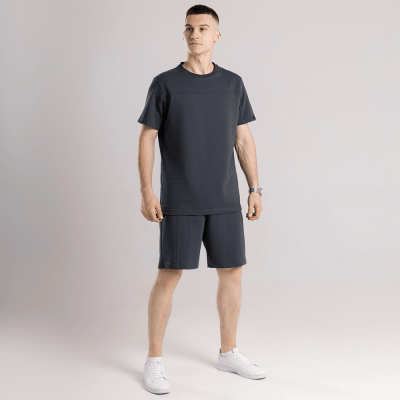 Чоловічий літній комплект шорти і футболка чорний Pobedov Barel