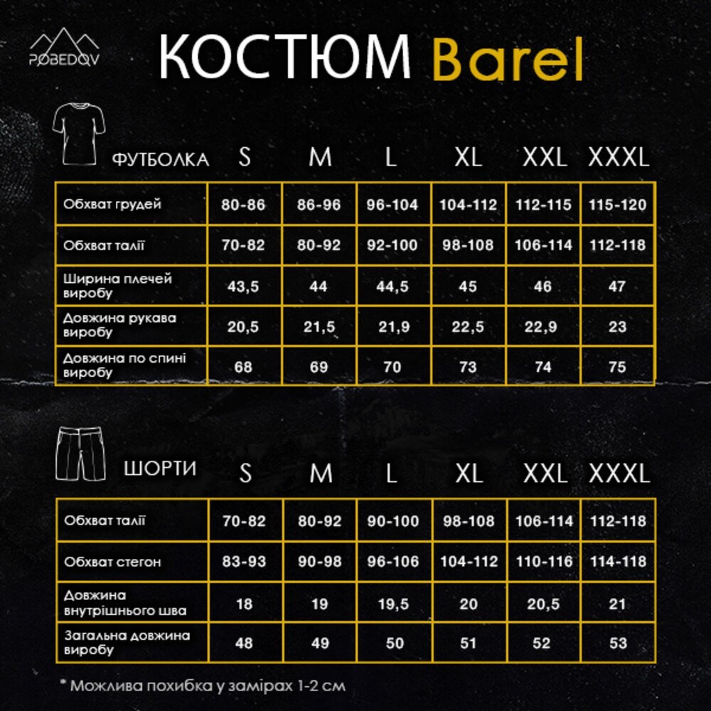 Чоловічий літній комплект шорти і футболка чорний Pobedov Barel