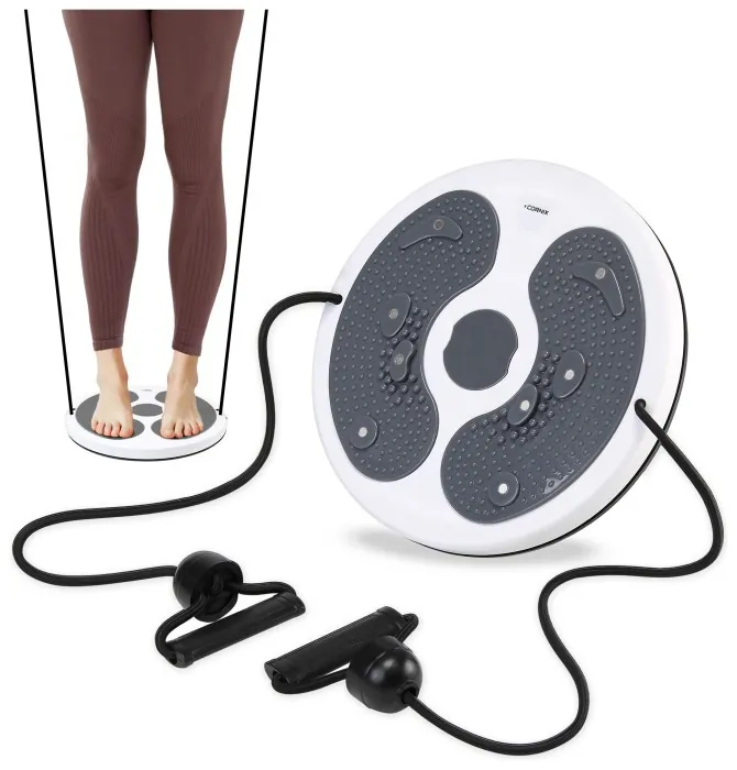 Диск здоровья для талии Cornix Twisting Waist Disc с эспандерами XR-0450 White/Grey