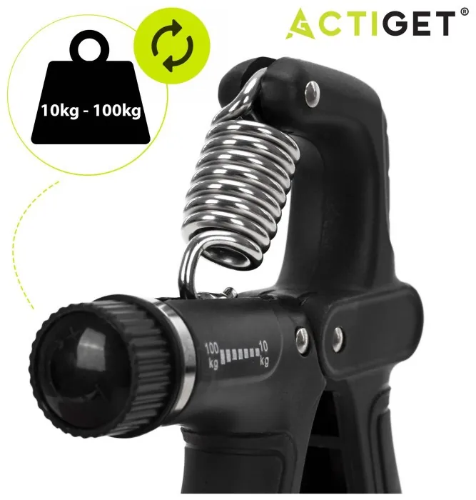 Еспандер кистьовий Actiget 10-100 кг з регульованим навантаженням та лічильником ACT0109 Black