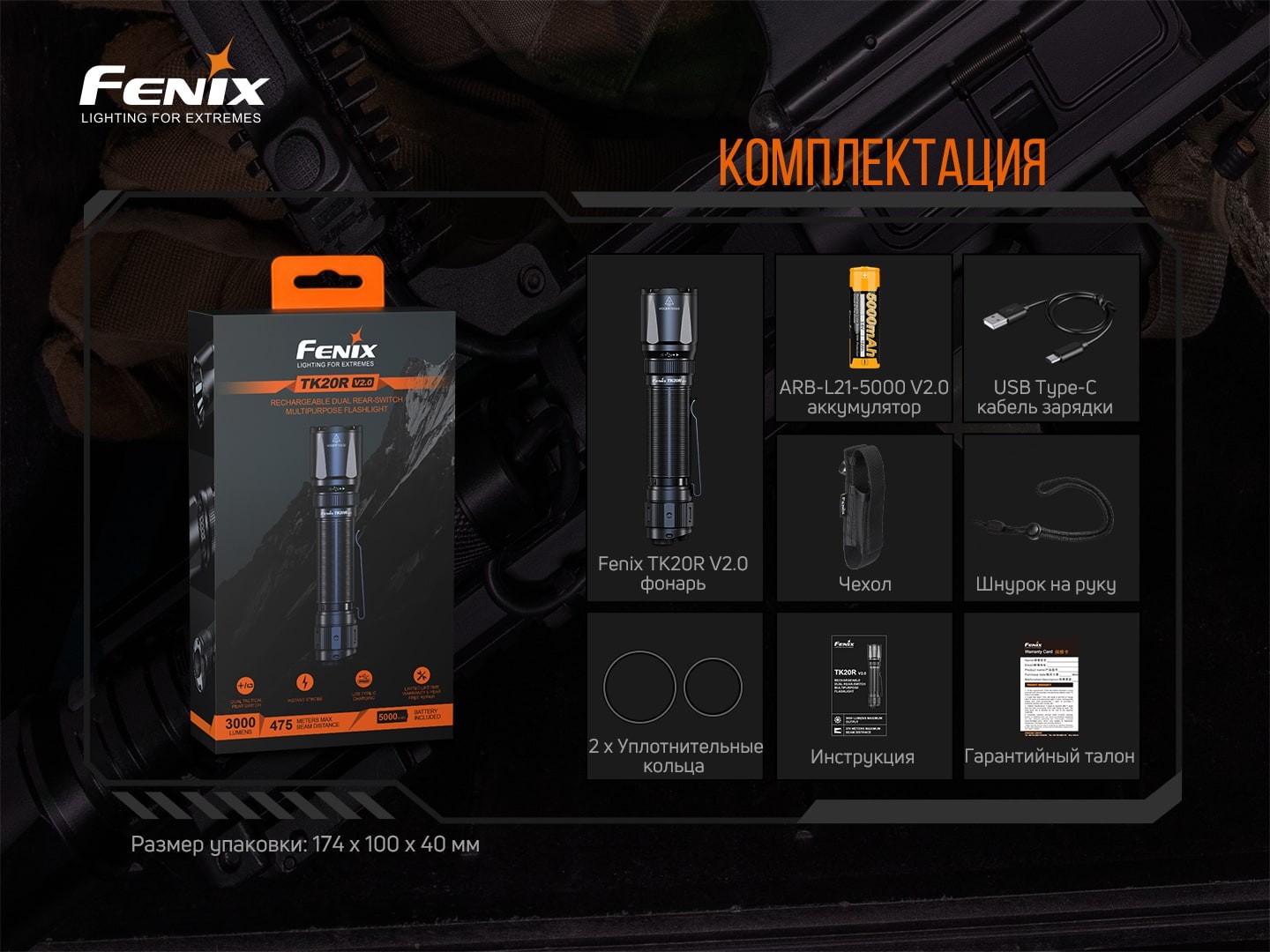 Фонарь ручной Fenix TK20R V2.0