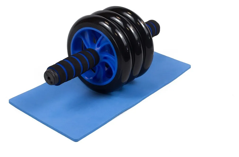 Ролик для пресу EasyFit з килимком Синій (3 колеса) (EFIT_EF-1353-B)