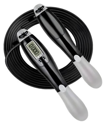 Швидкісна скакалка з лічильником EasyFit чорний-сірий