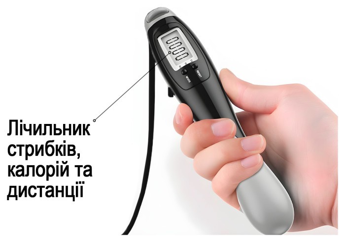 Швидкісна скакалка з лічильником EasyFit чорний-сірий
