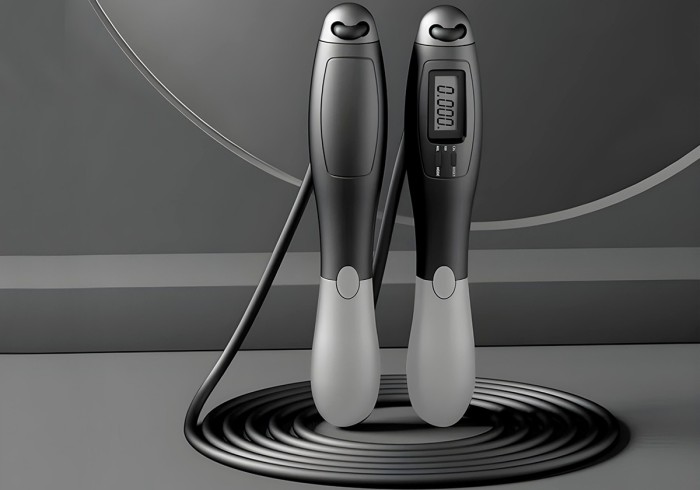 Швидкісна скакалка з лічильником EasyFit чорний-сірий